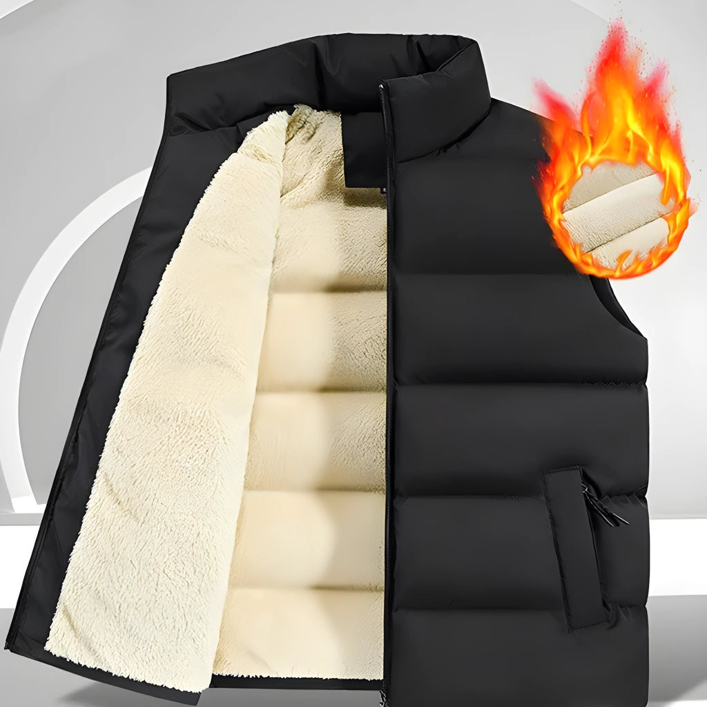 Striped lambswool men's vest in black, dark blue, or red for autumn and winter wear
