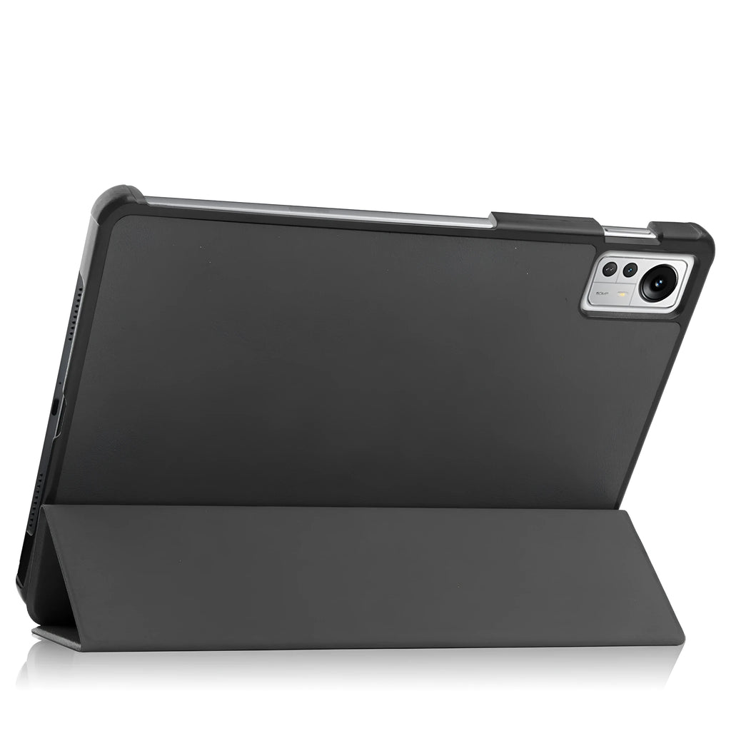 Ultra thin anti drop protective case for Xiaomi Tablet 5 Pro 12.4, tri-fold hard shell, black, front view