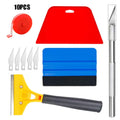 Plastic car film smoothing tool set with 10 pieces for automotive wrap and vinyl application.