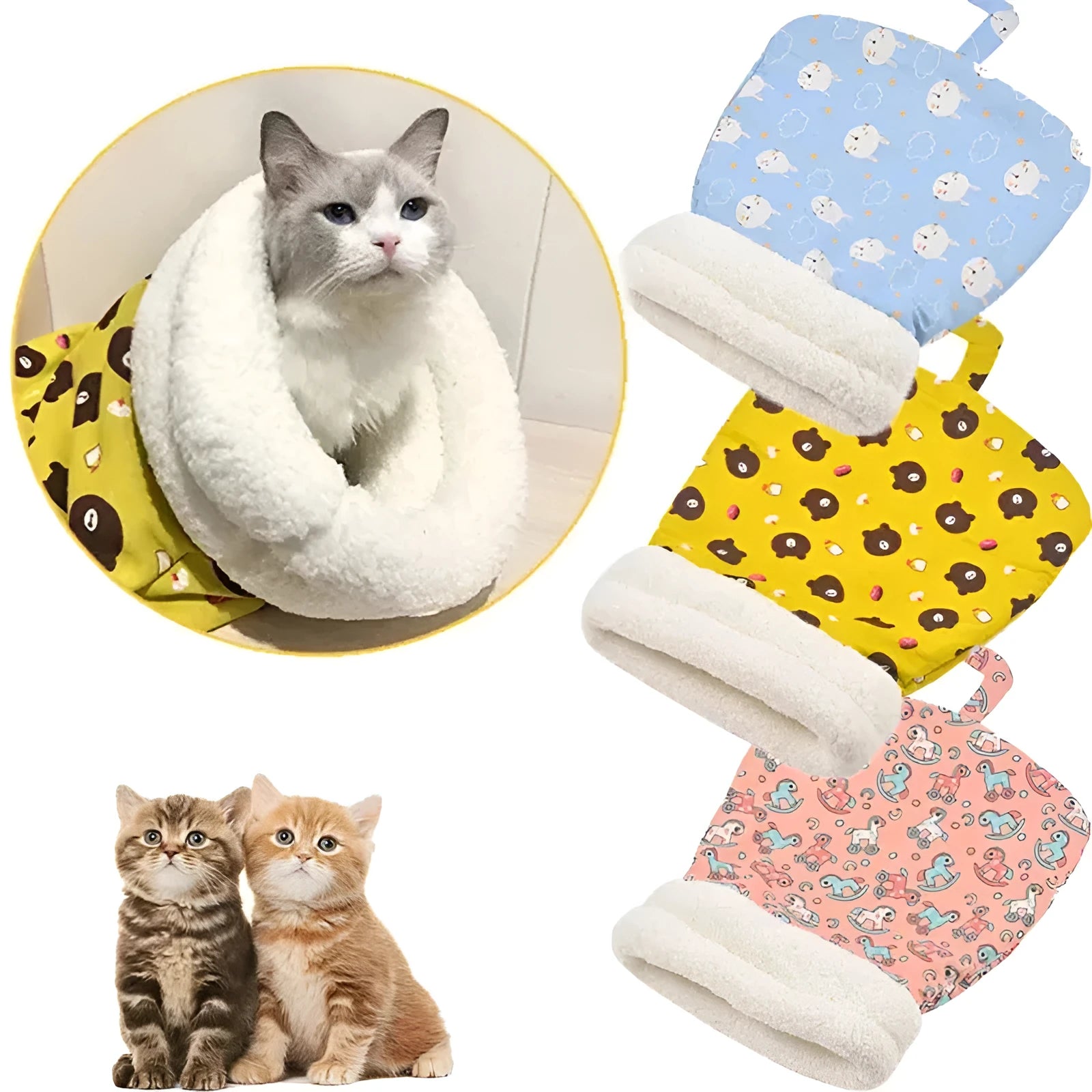 Blue rabbit colour thickened lambswool cat nest sleeping bag 55x45cm for small winter pet bed