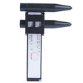 Electronic digital caliper measuring tool with digital display on a plastic body.