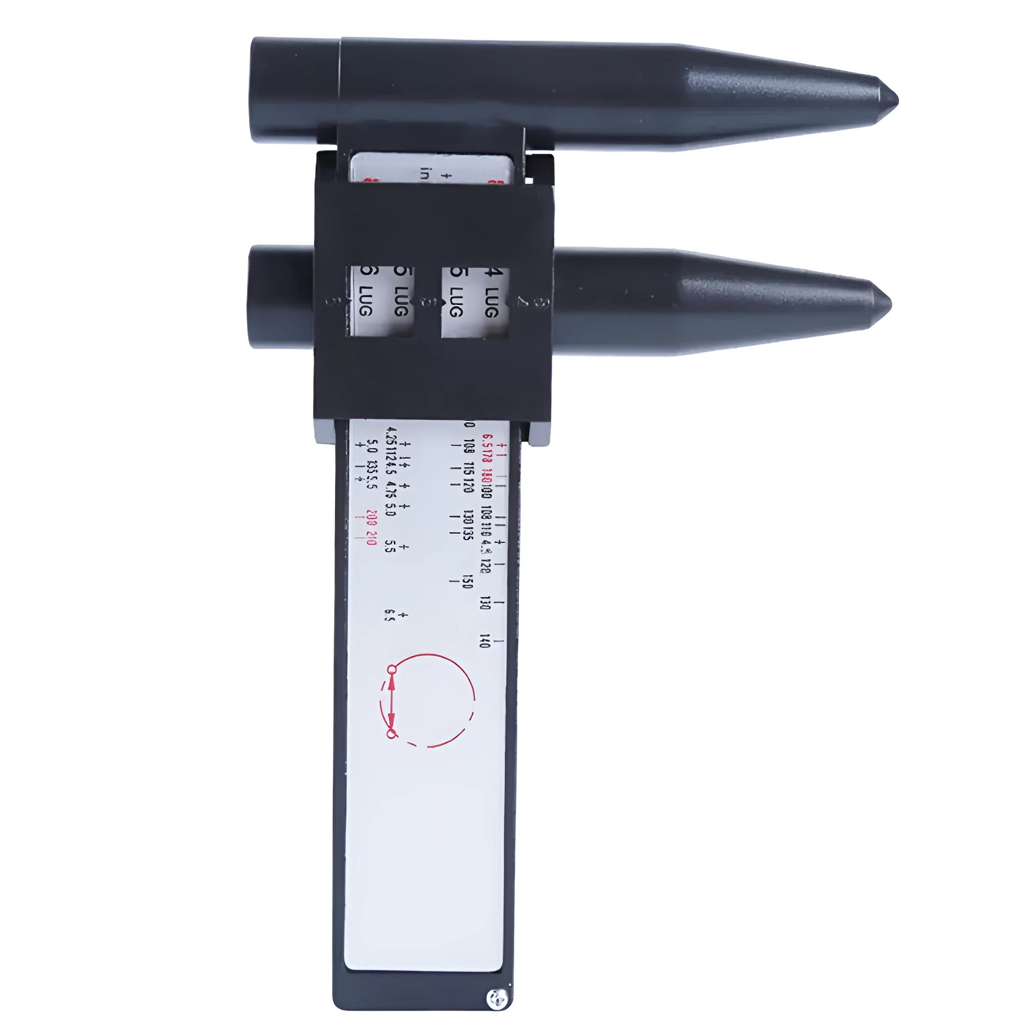 Electronic digital caliper measuring tool with digital display on a plastic body.