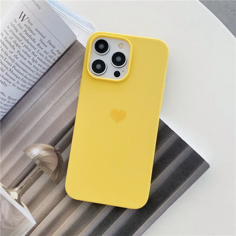 Little Love frosted TPU phone case in antique white for iPhone 14 with love design and full protection