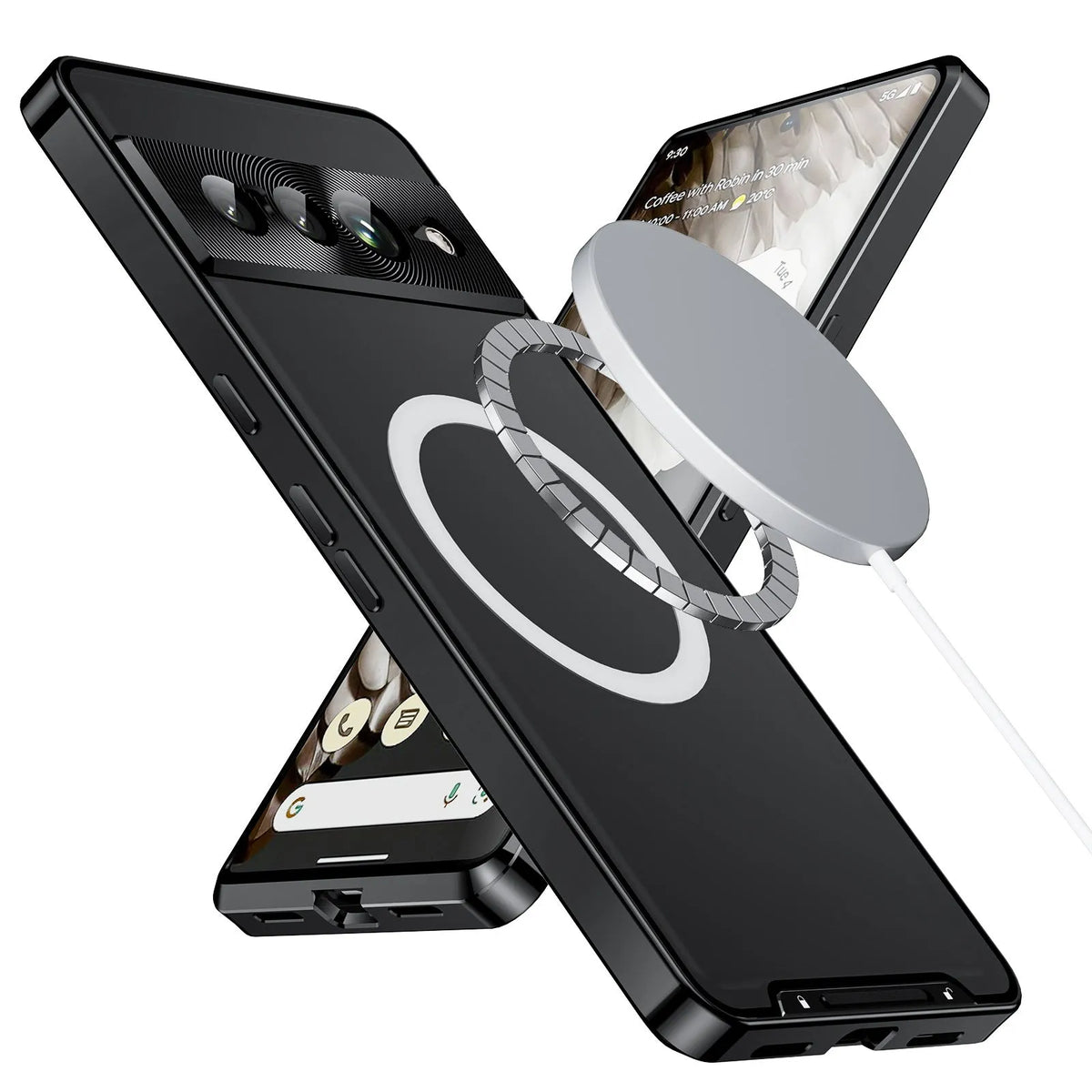 Metal phone case for Google 7, 7A, 7 Pro and 8 Pro with magnetic lock and PC metal back cover