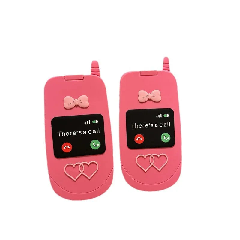 Fall-proof silicone clamshell phone case with love heart design for iPhone, rose red colour