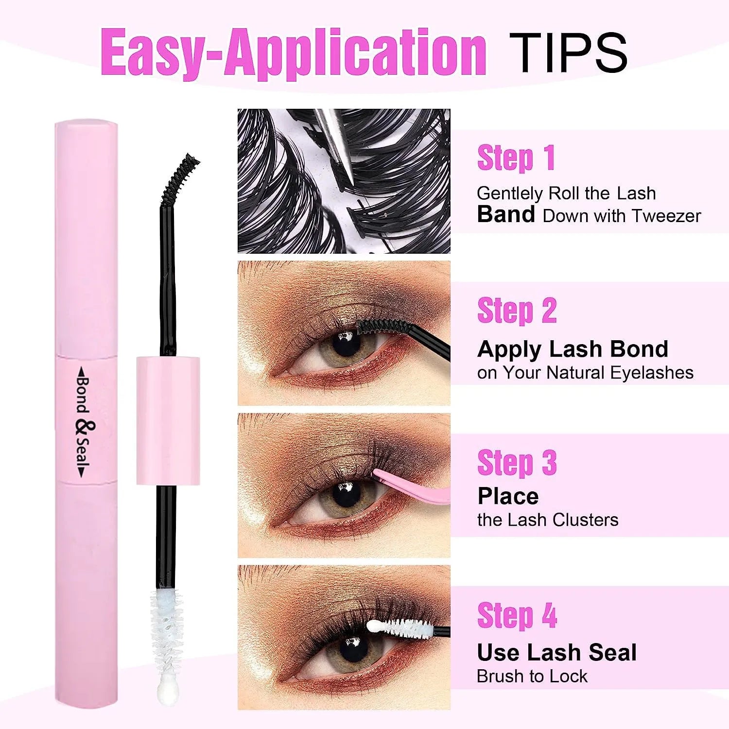 DIY mixed package of 30D and 40D cluster false eyelashes with tweezers, lengths 9-16mm