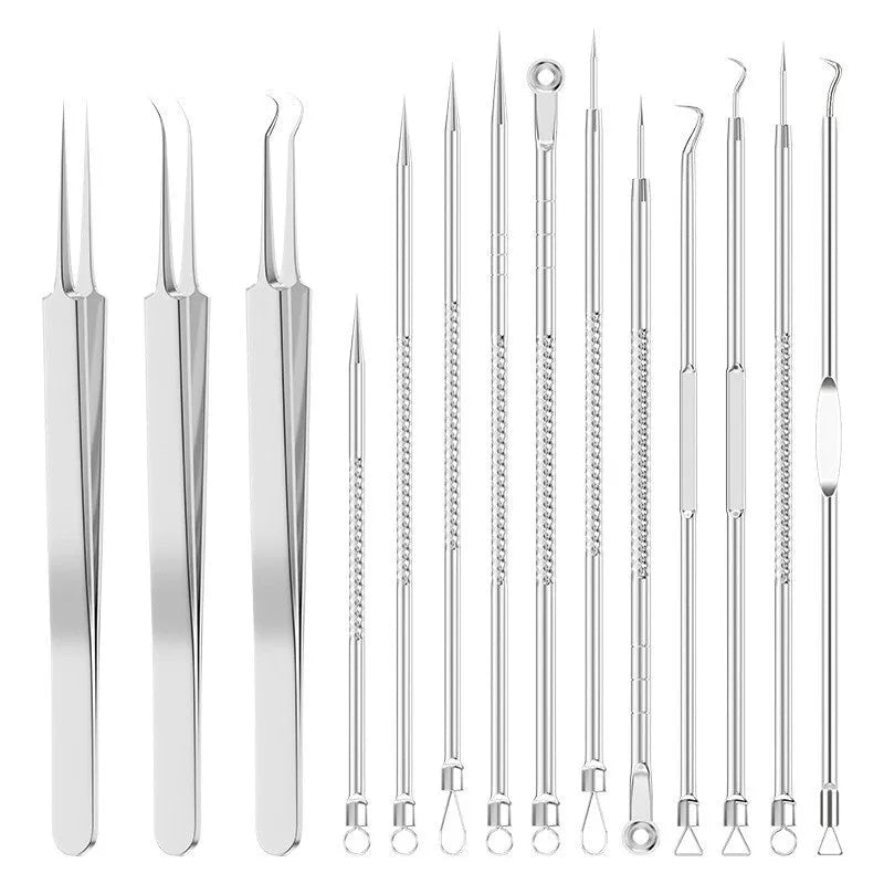 4-piece metal acne needle set with ultra fine pointed tips for precise skincare application