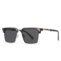 Men's square sunglasses showing adjustable temple hinge and gradient lens in green frame option.