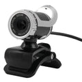 USB computer video camera with built-in sound-absorbing microphone, glass lens, 480p HD, 140cm cable, black and silver