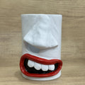 Decorative resin tissue box holder with American-style design on a desktop
