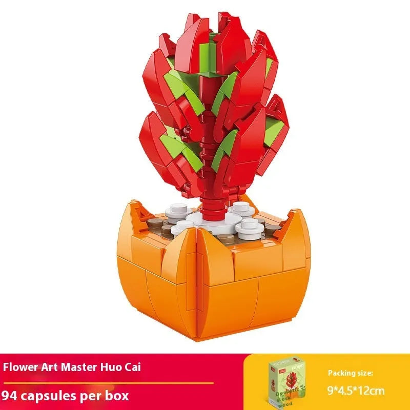 Plastic building blocks flower pot model assembly toy for teenagers