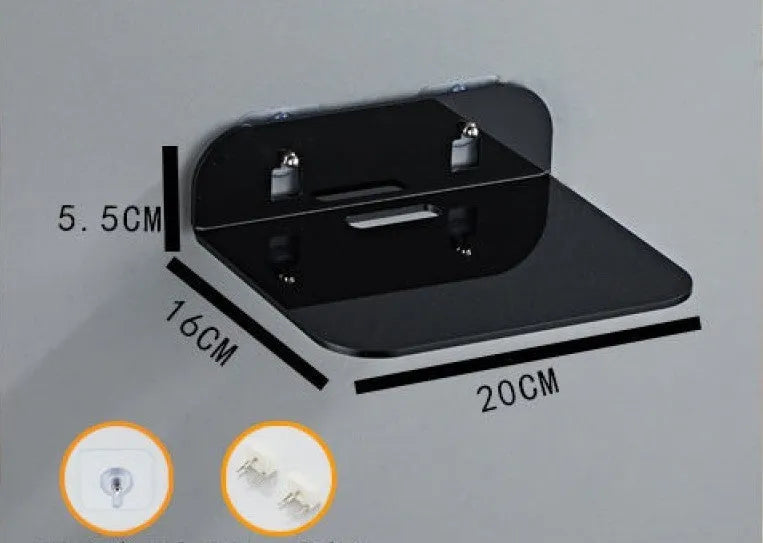 Acrylic no-drill camera monitoring bracket right angle wall mount with glue and nail in black finish