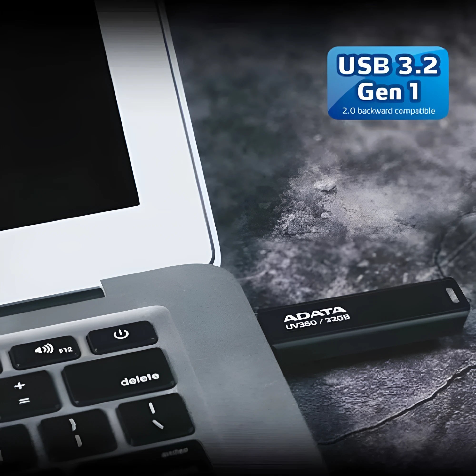 Black car-mounted USB flash drive showing plastic waterproof construction and vehicle attachment point