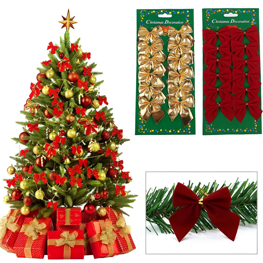 5 cm red gold silver and gold polyester Christmas tree bow decoration ornament