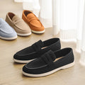 Men's suede casual shoes in four colours with vulcanised soles and breathable cloth lining
