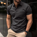 Men's summer polo shirt with chest pocket, loose fit, short sleeve, solid colour top in Army Green