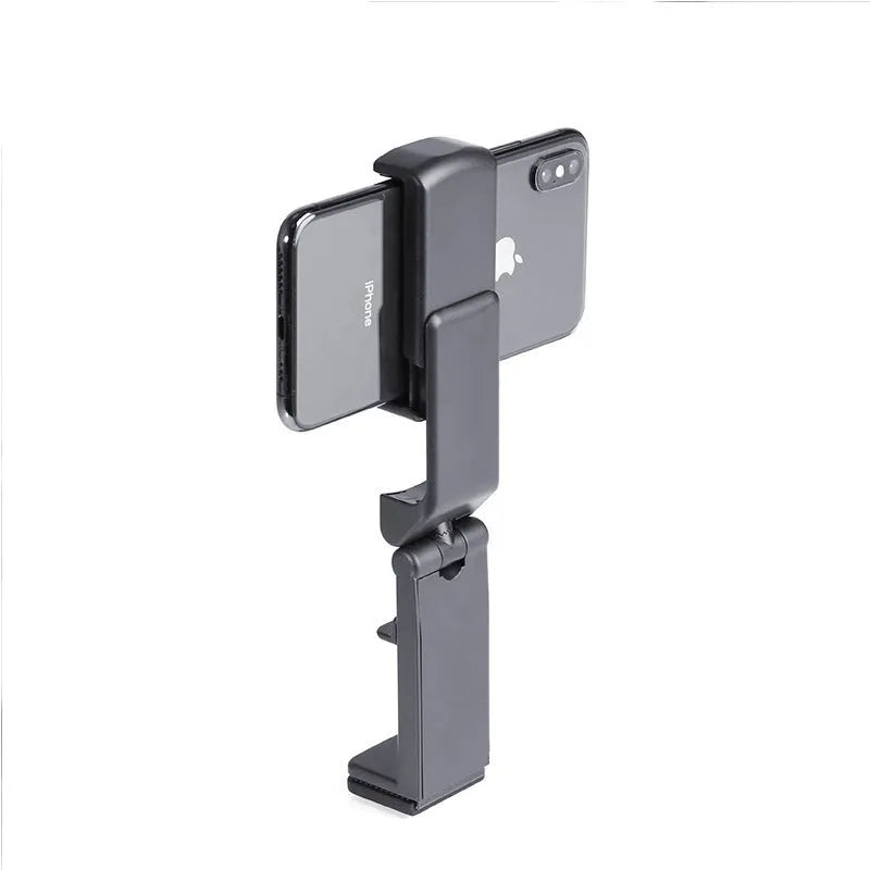 H22 Black collapsible desktop phone holder showing 360-degree rotation mechanism