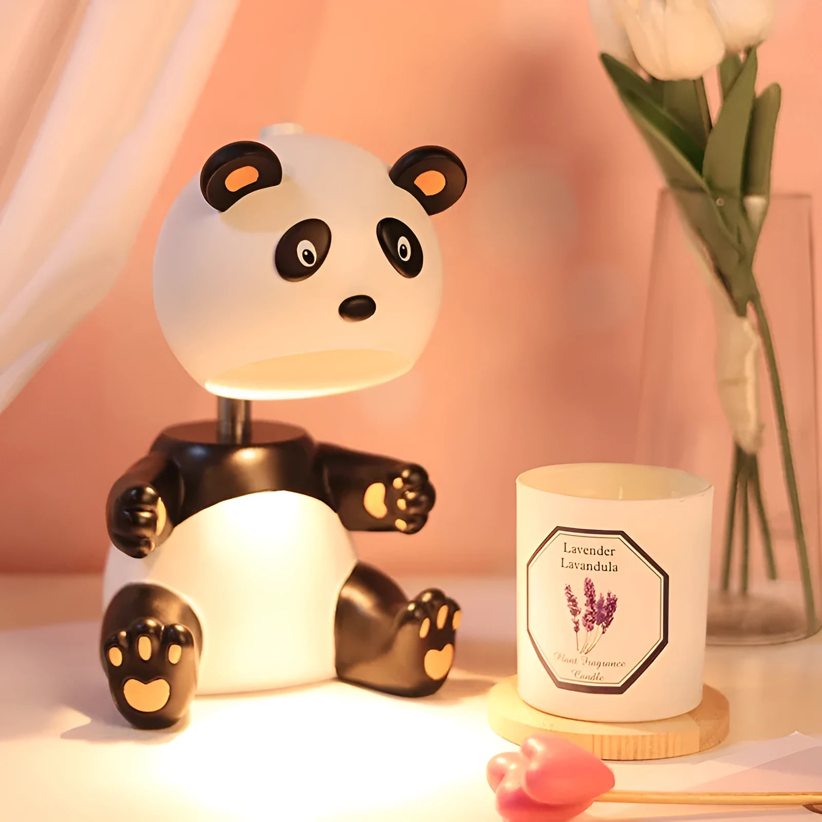 Panda aromatherapy wax table lamp with night light in modern simplicity style, 220V