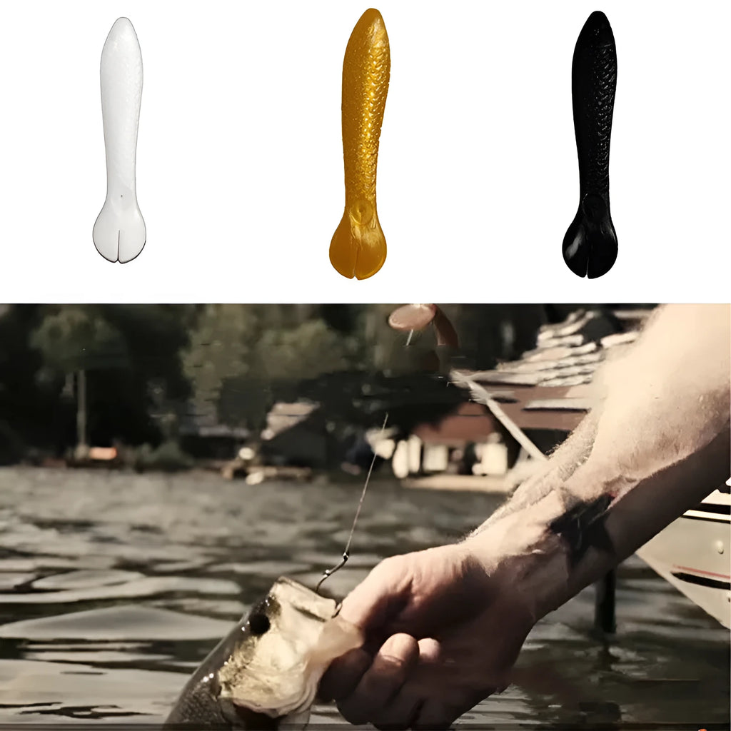 Outdoor fishing bionic silicone bait kit in yellow, white and black colours, 7.5cm soft lure