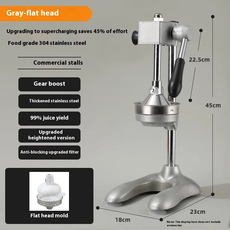 Stainless steel vertical manual citrus juicer with zinc alloy pressing mechanism