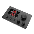 Black wired gaming keyboard with live assistant and audio channel control buttons, compact 130x80x60mm ABS body