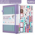 Undated notebook with PU cover in various colours, open to show 80g wood-free paper and thread binding.
