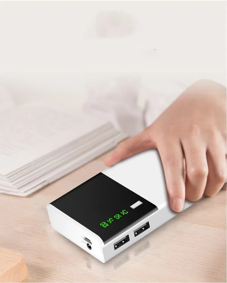 White large capacity fast charging mobile power bank with digital display and multi-U port output