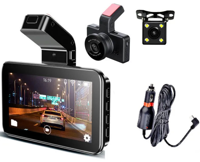 3-inch car dash cam with front and rear lenses for dual recording