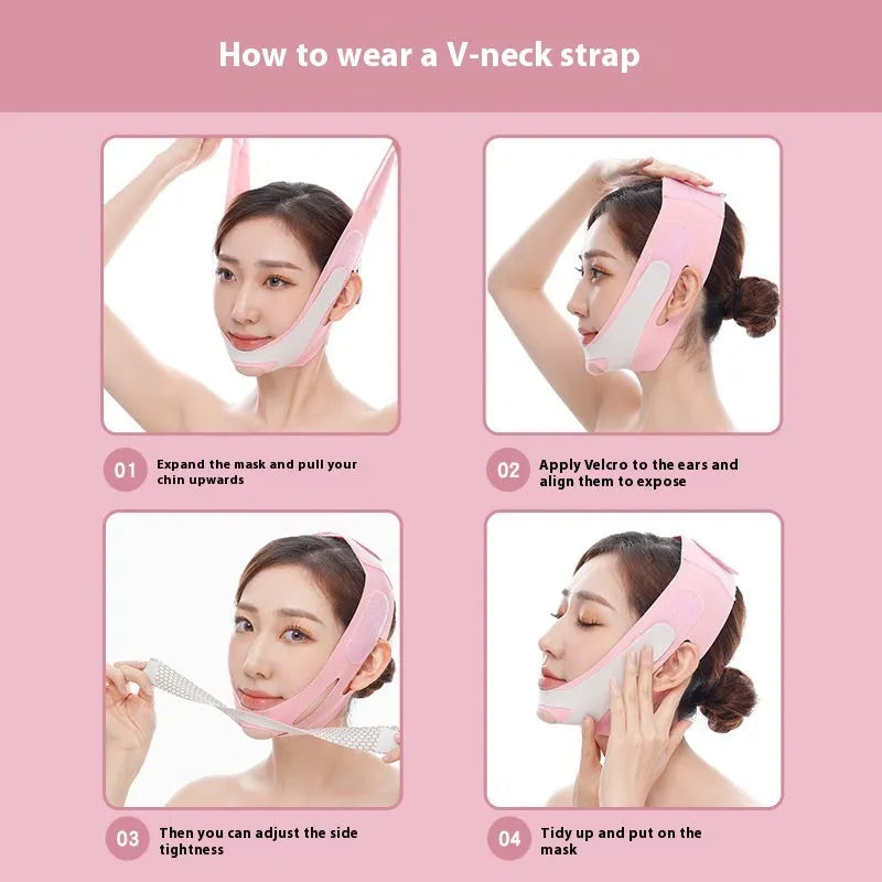 Far infrared elastic V face bandage for facial contouring in black and pink colour options