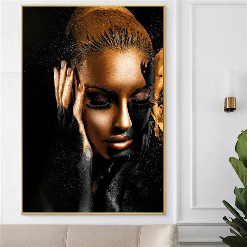 HD canvas wall painting African woman still life spray paint decor