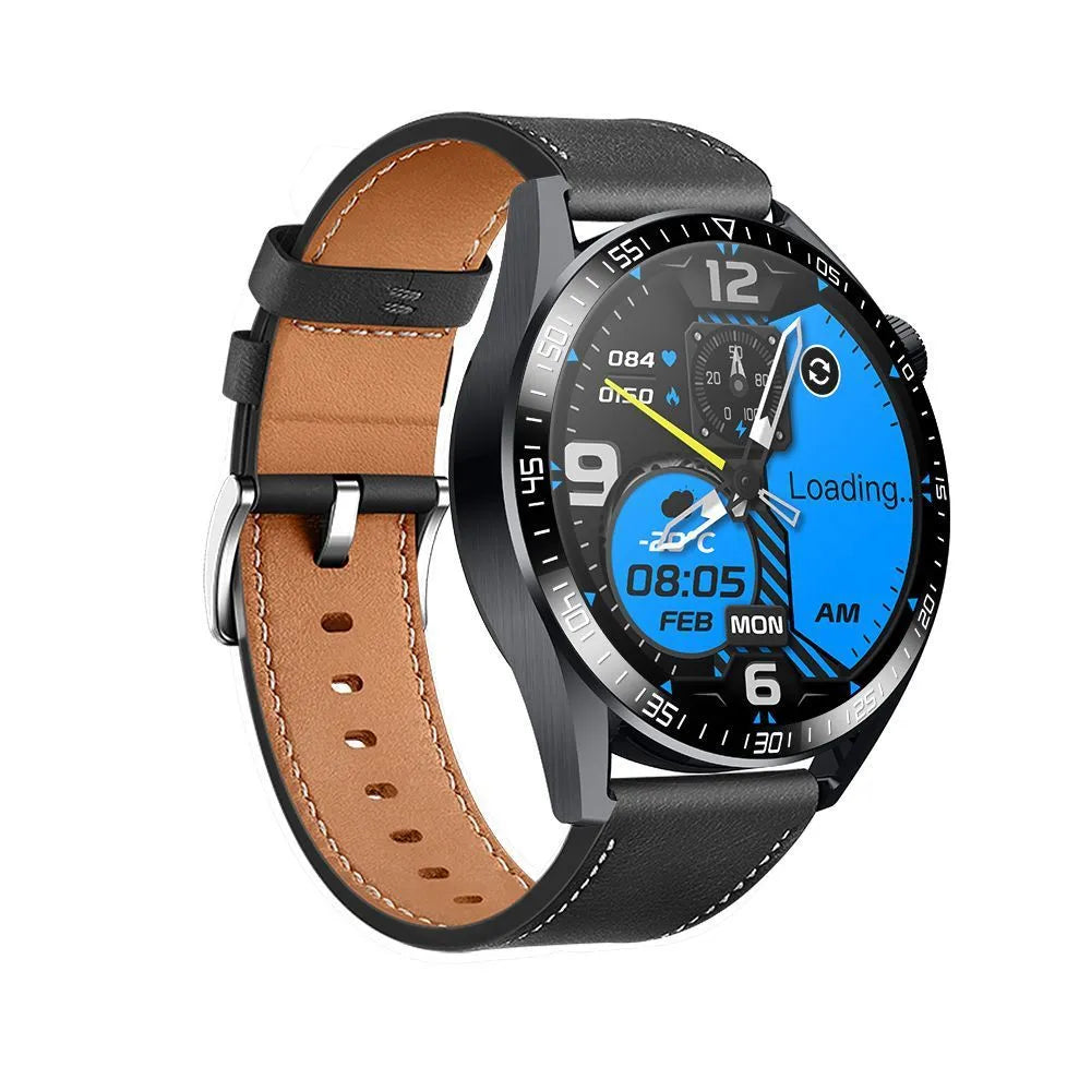 GS3 Max black and silver smartwatch with a 1.35-inch screen on a silicone strap, showing a watch face with health metrics.