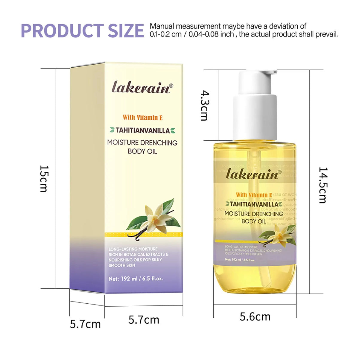 Vanilla Body Oil 192ml moisturizing nourishing soft skin oil for universal skin types
