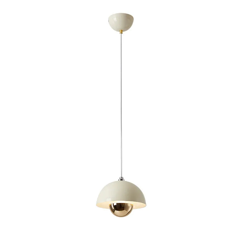 Compact 18cm retro minimalist pendant light in beige with black cable, suitable for home or restaurant use