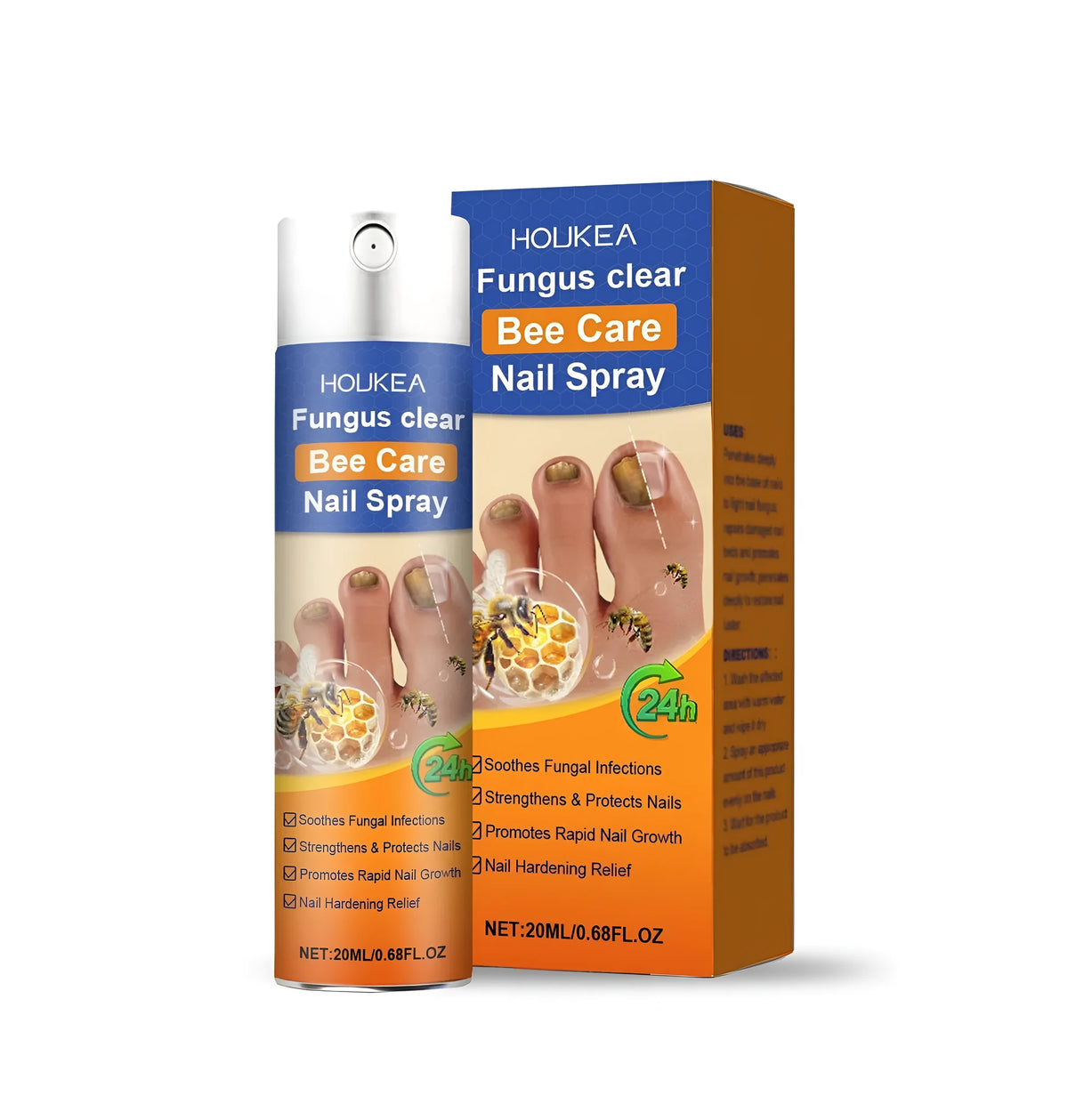 Nail fungus care spray gloss 20ml bottle with bee venom and urea solution for treating fungal nail infections