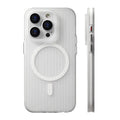 iPhone 15 Pro Max magnetic phone case in black with frosted PC hard shell and striped sand design