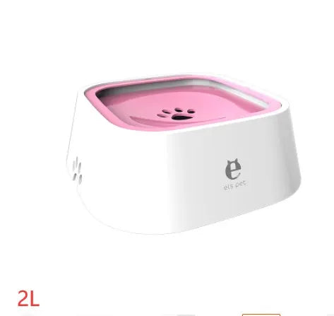 1.5L grey anti-overflow floating water bowl for cats and dogs with non-slip base