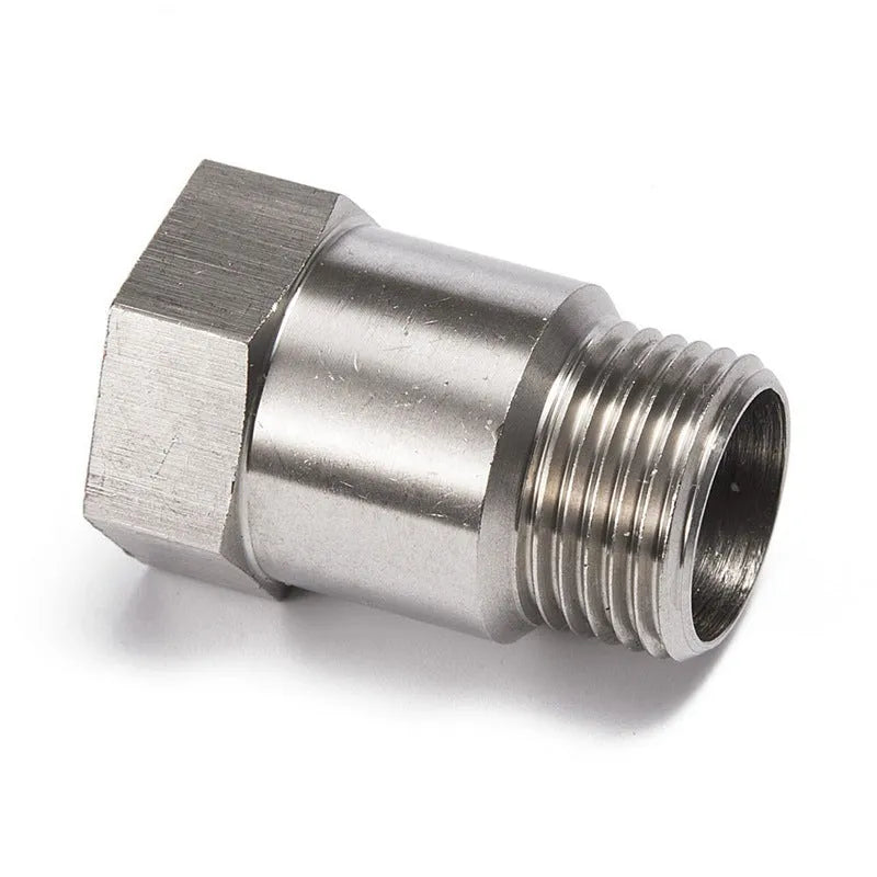 Silver iron M18 X 1.5 oxygen sensor extension tube adapter for motorcycle exhaust threads