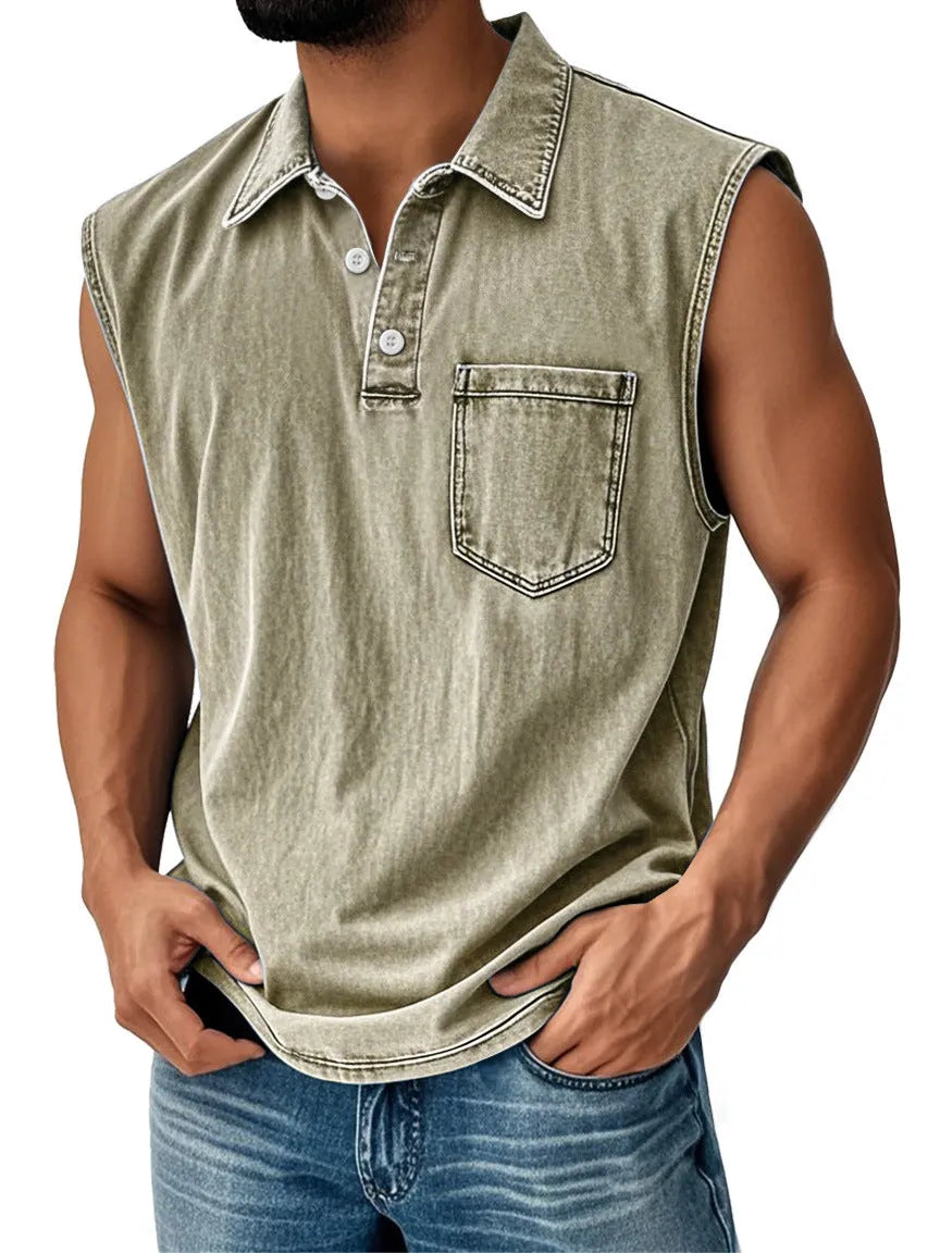 3D digital print men's button polo shirt short sleeve loose fit polyester casual top