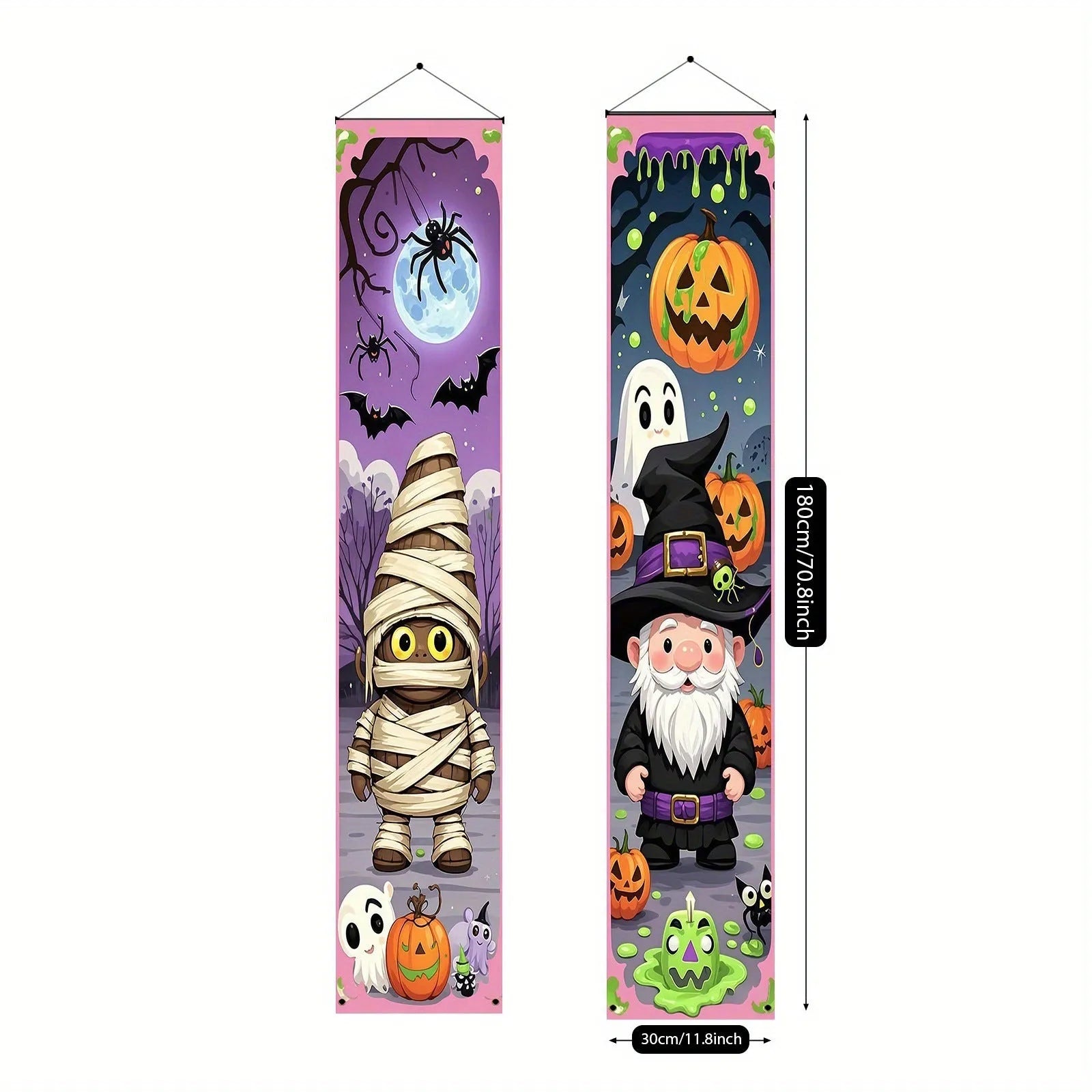Orange and black Halloween couplet hanging banner measuring 30x180cm