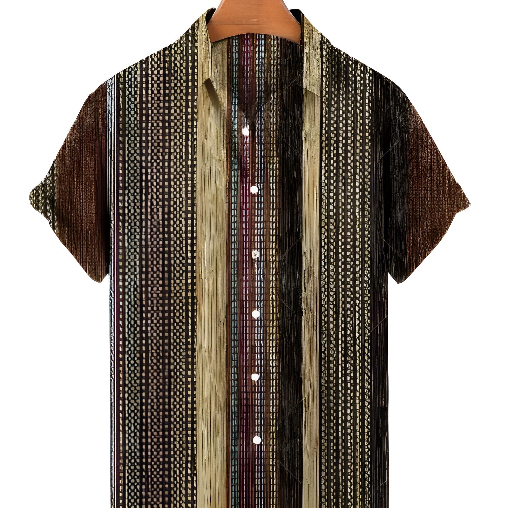 Men's short sleeved lapel printed diamond shaped top in colour ZQDXCS849, loose fit polyester cardigan style