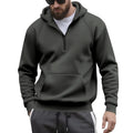 Men's loose fleece hooded zip sweatshirt with raglan sleeves in dark blue, black, army green, or iron grey, sizes S-XXXL