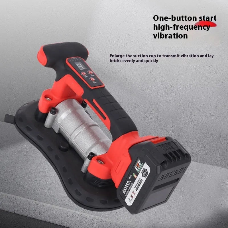 21V battery-powered automatic tile laying machine with charger and batteries for ceramic tiles.
