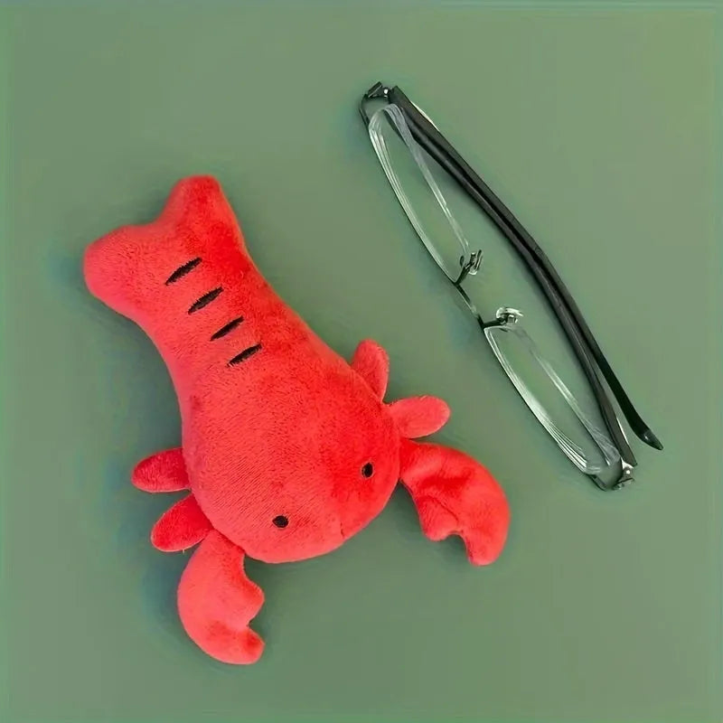 Red lobster squeaky stuffed dog toy for small and medium breeds.