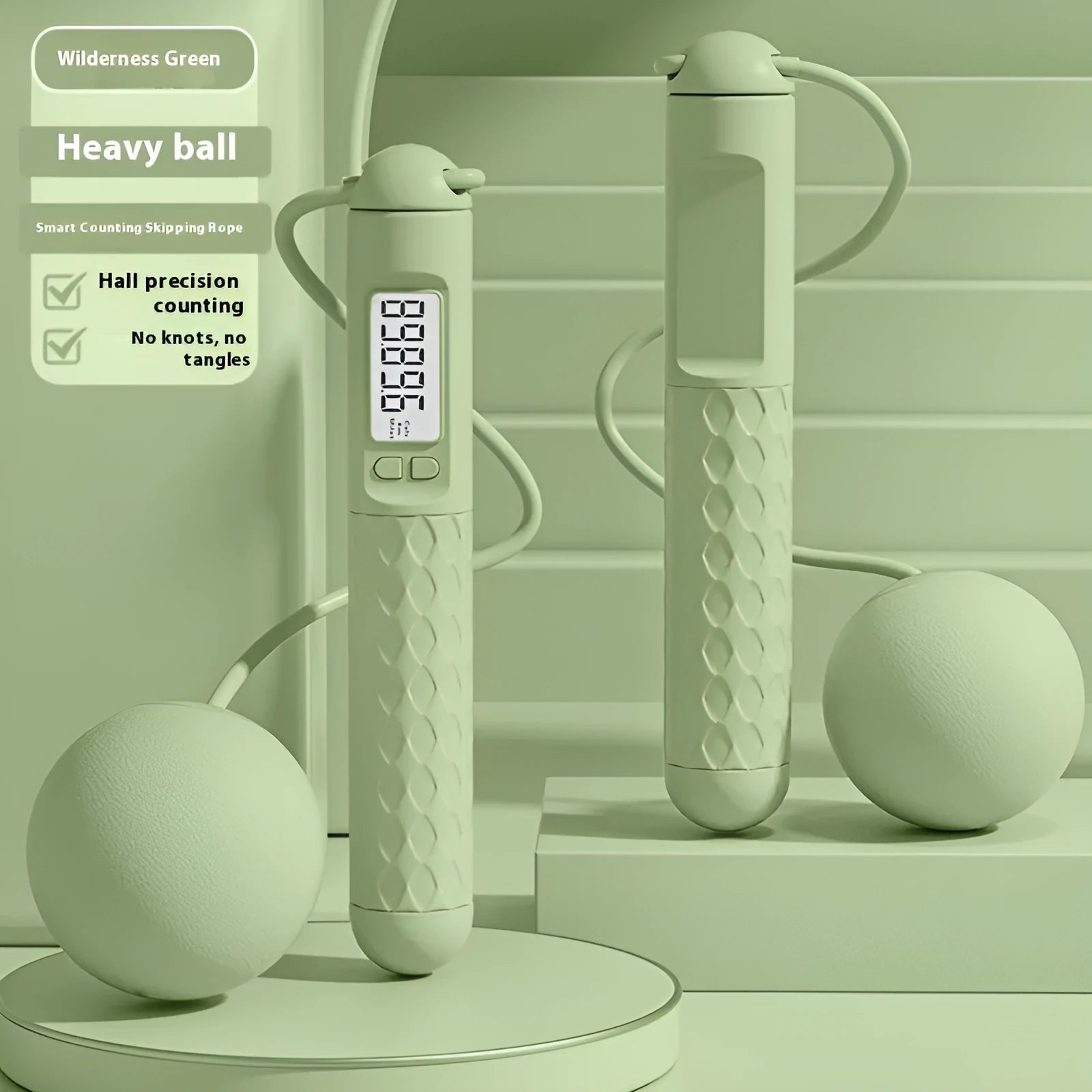 ABS plastic skipping rope with bearing mechanism in a choice of colours including black, green, blue, pink and purple.