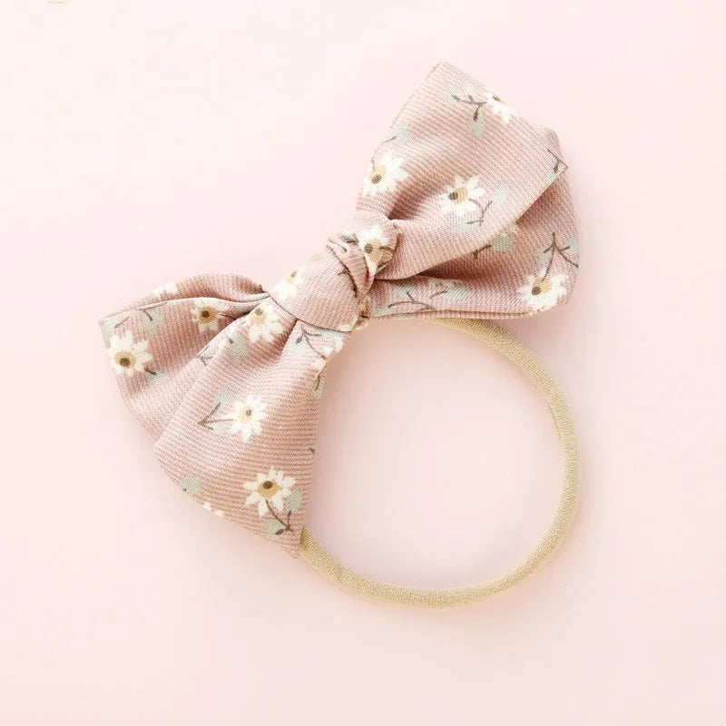 Children's knotted bow hair ring in cloth fabric with printed princess series design