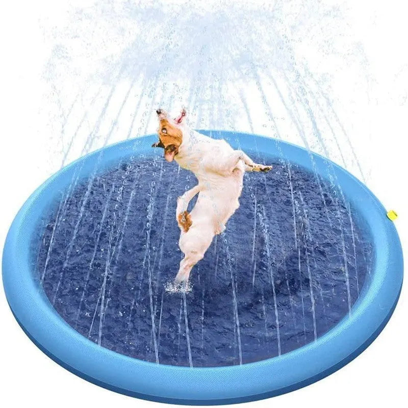 Yellow outdoor water spray mat with letter patterns for children, PVC material, 150cm or 170cm size option