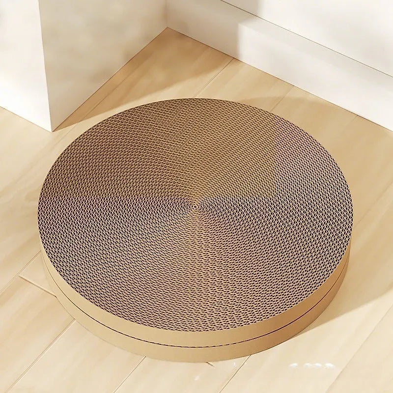 55cm round green cardboard cat scratching board with corrugated paper inserts and cat nest design