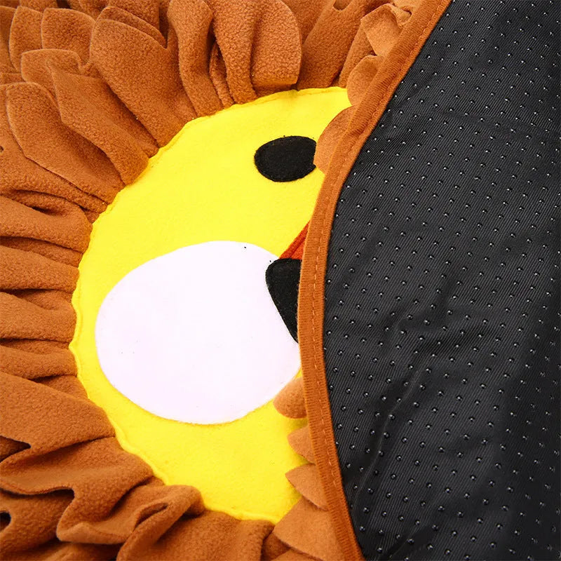 Brown pet sniffing pad with decompression ridges measuring 33x25cm for hiding dog and cat food