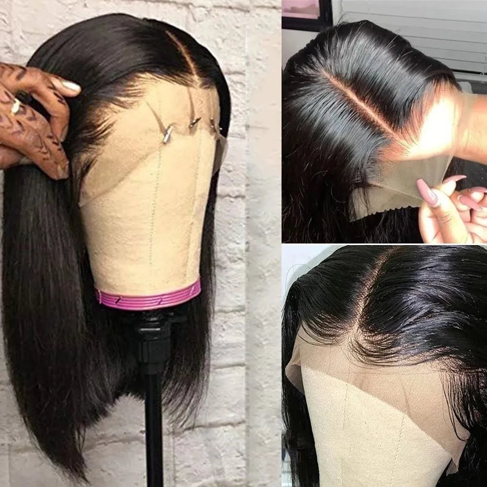 Super Double Drawn 13x4 Brown Lace Frontal Wig real human hair for ladies 8 to 16 inch lengths