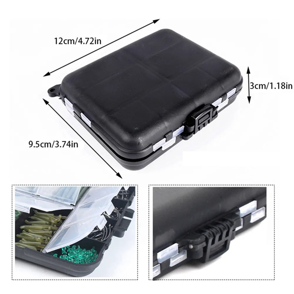 Black portable fishing accessory box containing 420 pieces of European carp fishing gear set